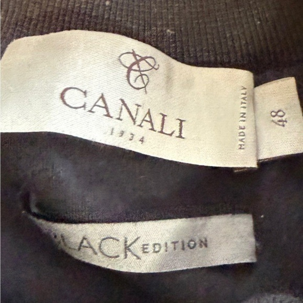 Canali Black Edition Mens Cotton Sweatshirt Graphic Patch Black Size 48 Italy - Picture 4 of 4